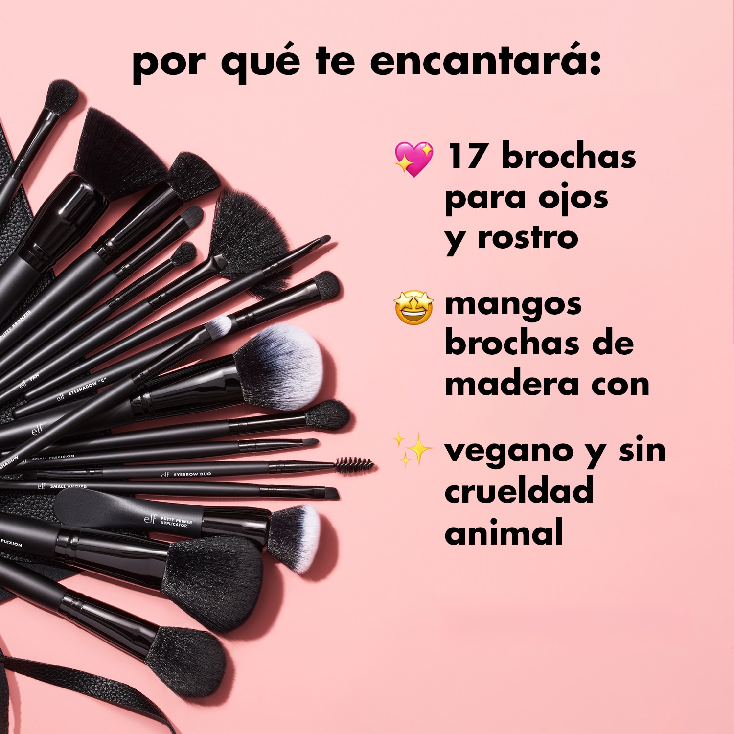 E.L.F. ULTIMATE MAKEUP BRUSH SET & TRAVEL ROLL (SET DE BROCHAS CON ESTUCHE)